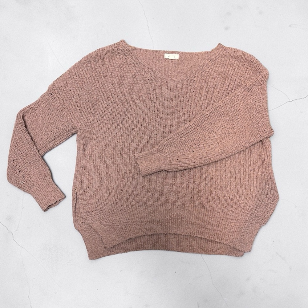 debut Dusty Rose Knit Long Sleeve Sweater